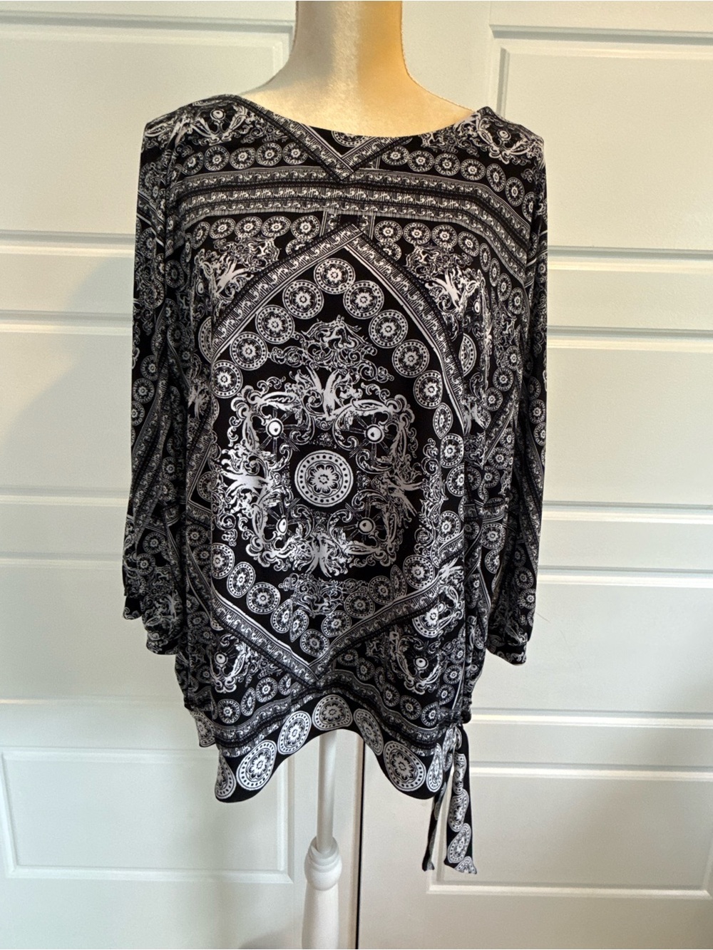 Chico's Black and White Patterned Blouse
